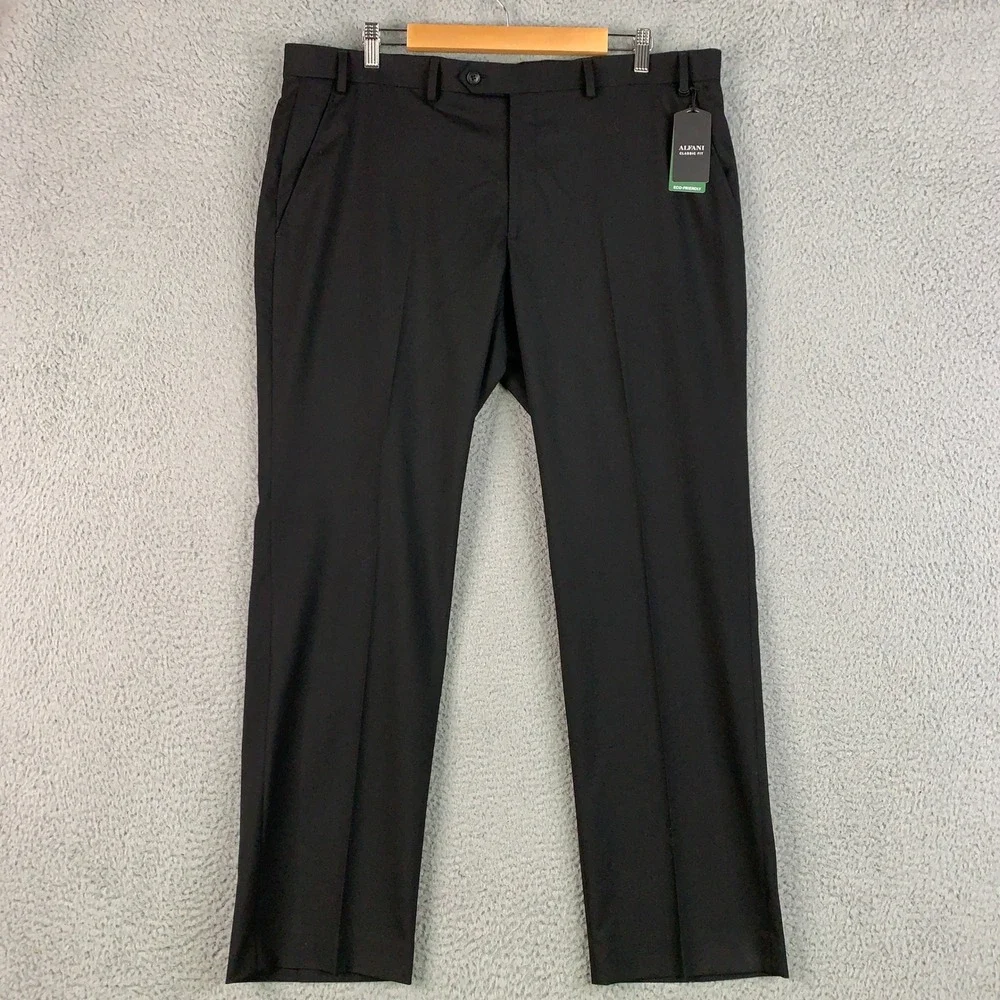 Alfani Performance Stretch Dress Pants Mens 38 x 30 Black Classic Fit Flat Front